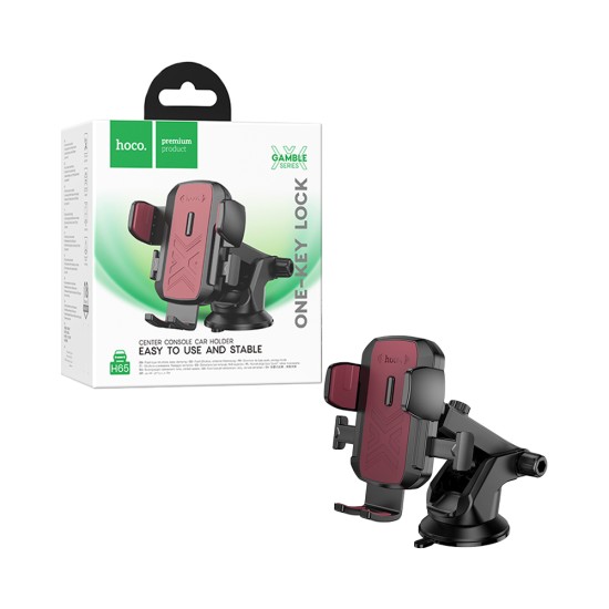 Suporte de Telefone para Carro Hoco H65 Gamble para Painel Preto Vermelho Suporte de Telefone para Carro Hoco H65 Gamble para Painel Preto Vermelho